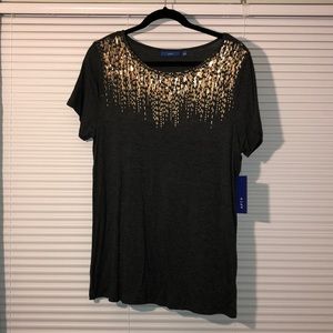 NWT Dark Gray Top with Sequins
